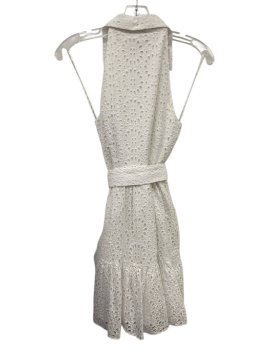 Lilly Pulitzer Size 2 White Cotton V Neck Eyelet Tie Waist Sleeveless Dress White / 2
