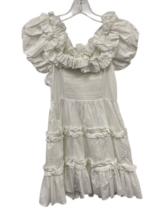 Love The Label Size XS White Cotton ruffles Mini Off Shoulder Pockets Dress White / XS