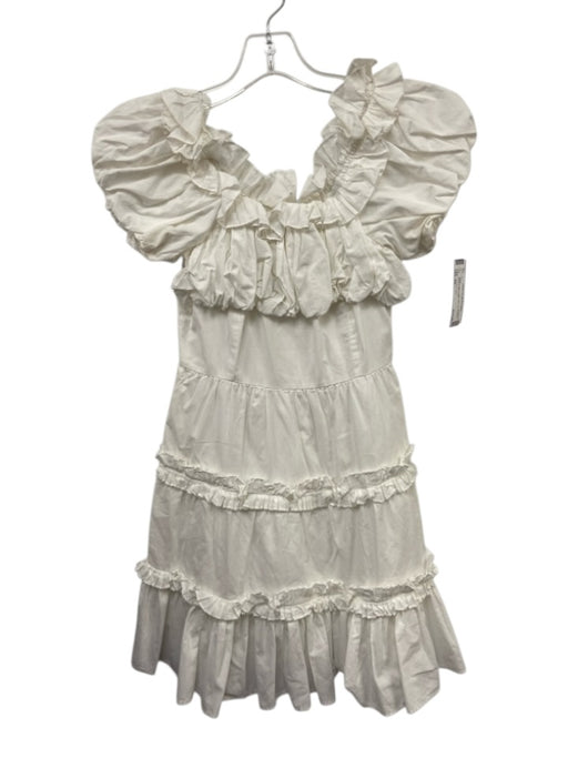 Love The Label Size XS White Cotton ruffles Mini Off Shoulder Pockets Dress White / XS
