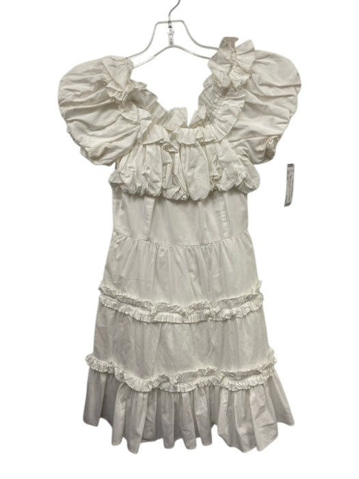 Love The Label Size XS White Cotton ruffles Mini Off Shoulder Pockets Dress White / XS