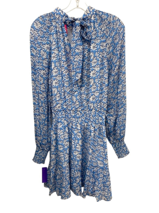 Lilly Pulitzer Size 6 Blue Viscose Blend Long Sleeve Floral Elastic Waist Dress Blue / 6
