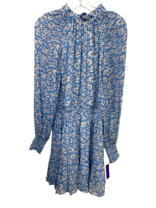 Lilly Pulitzer Size 6 Blue Viscose Blend Long Sleeve Floral Elastic Waist Dress Blue / 6