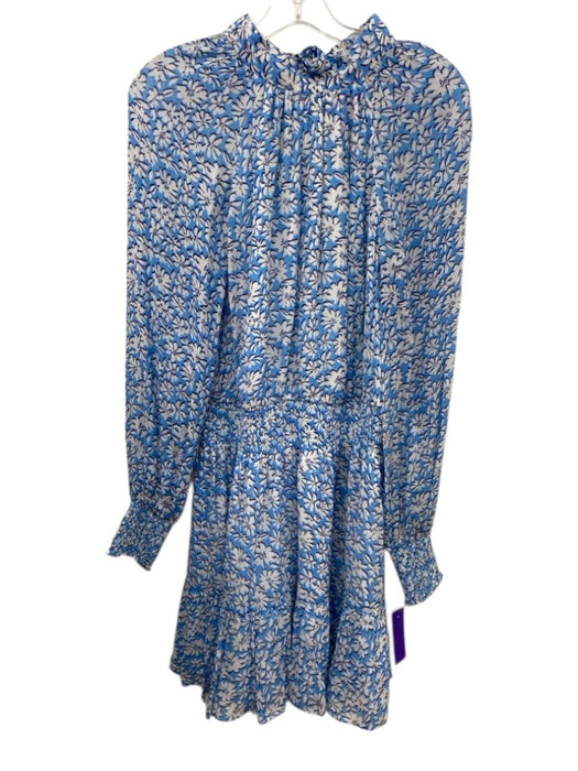 Lilly Pulitzer Size 6 Blue Viscose Blend Long Sleeve Floral Elastic Waist Dress Blue / 6