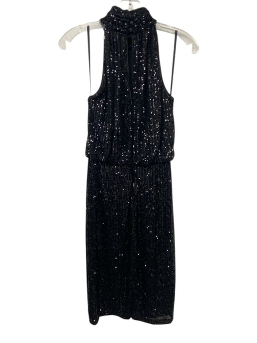 Eliza J Size 2 Black Poly Blend Sleeveless Sequined Halter Neck Dress Black / 2