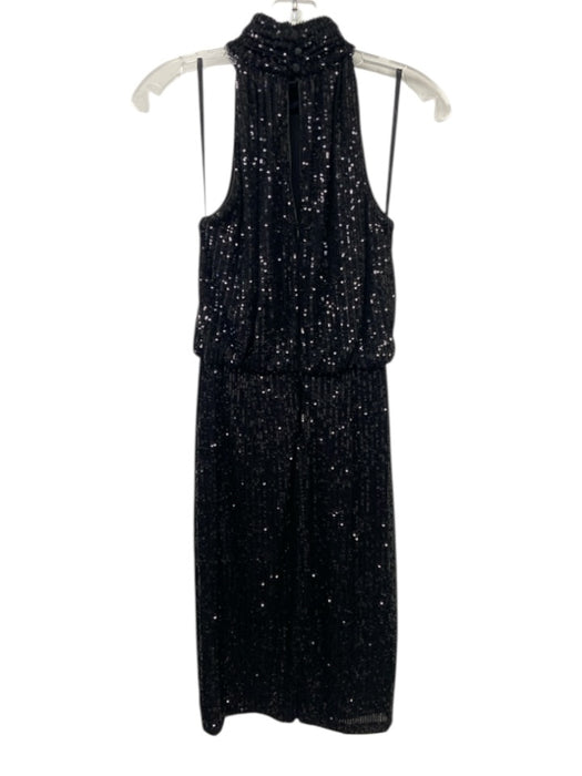 Eliza J Size 2 Black Poly Blend Sleeveless Sequined Halter Neck Dress Black / 2