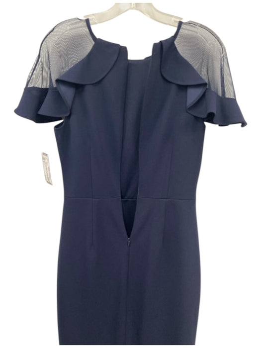Eliza J Size 6 Navy Poly Blend Cap Sleeve Zip Back Ruffle Short Sleeve Dress Navy / 6
