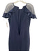 Eliza J Size 6 Navy Poly Blend Cap Sleeve Zip Back Ruffle Short Sleeve Dress Navy / 6
