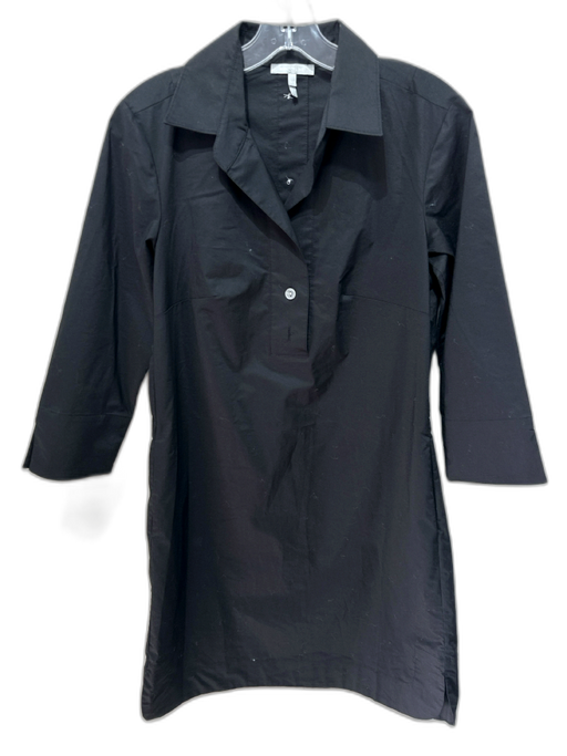 Hinson Wu Size XS Black Cotton & Polyester Quarter Button 3/4 Sleeve Dress Black / XS
