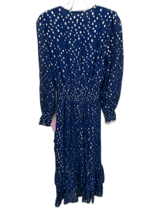 Lilly Pulitzer Size 0 Navy blue & gold Viscose Metallic Thread V Neck Dress Navy blue & gold / 0