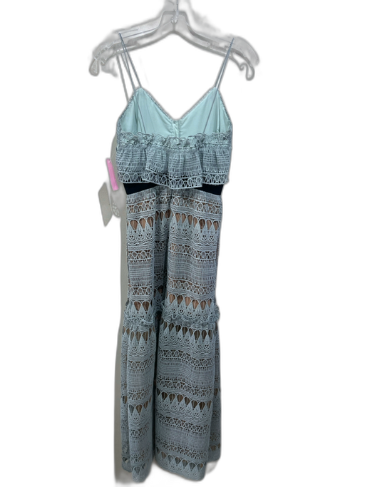 Self-Portrait Size 2 Turquoise Blue Polyester Crochet Lace Overlay Maxi Dress Turquoise Blue / 2