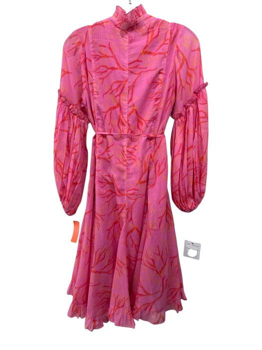 KLEID Size Small Pink & Orange Rayon Blend Abstract Long Sleeve Mini Dress Pink & Orange / Small