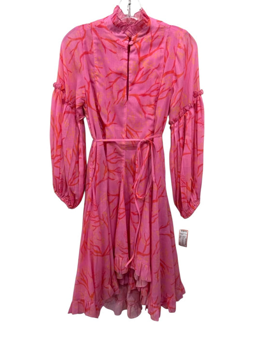 KLEID Size Small Pink & Orange Rayon Blend Abstract Long Sleeve Mini Dress Pink & Orange / Small