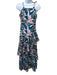 Adriana Contreras Size 0 Navy Blue, Pink, Green Polyester Trim Tiered Dress Navy Blue, Pink, Green / 0