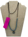 No Brand Blue & Silver Beaded Coin Bronze Hardware Chain Necklace Blue & Silver