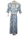 Darlington Isle Size M Blue & White Cotton Puff 1/2 Sleeve Plaid & Floral Dress Blue & White / M