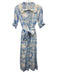 Darlington Isle Size M Blue & White Cotton Puff 1/2 Sleeve Plaid & Floral Dress Blue & White / M