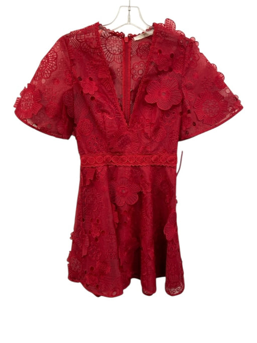 La Maison Talulah Size XS Raspberry Red Polyester Short Sleeve V Neck Mini Dress Raspberry Red / XS