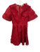 La Maison Talulah Size XS Raspberry Red Polyester Short Sleeve V Neck Mini Dress Raspberry Red / XS
