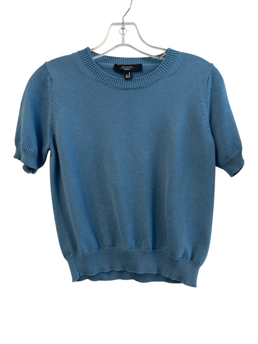 Weekend Max Mara Size S Blue Cotton Knit Round Neck Short Sleeve Top Blue / S
