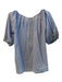 Ann Mashburn Size S Blue & White Cotton Tie V Neck Short Sleeve Top Blue & White / S