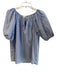 Ann Mashburn Size S Blue & White Cotton Tie V Neck Short Sleeve Top Blue & White / S