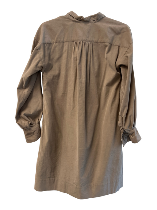 Ann Mashburn Size XS Brown Cotton Corduroy Collared 1/4 Button Long Sleeve Dress Brown / XS