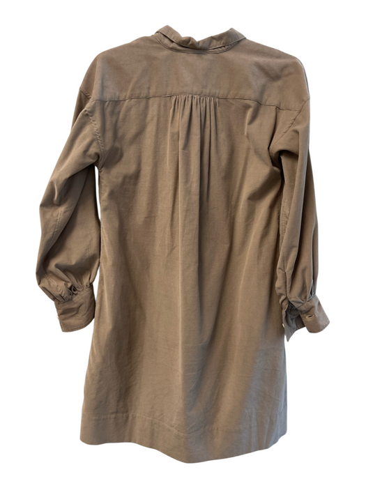 Ann Mashburn Size XS Brown Cotton Corduroy Collared 1/4 Button Long Sleeve Dress Brown / XS