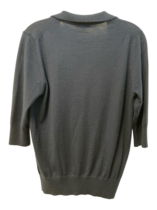 Ann Mashburn Size M Navy Cashmere Collared 1/2 Button 3/4 Sleeve Knit Top Navy / M