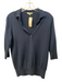Ann Mashburn Size M Navy Cashmere Collared 1/2 Button 3/4 Sleeve Knit Top Navy / M