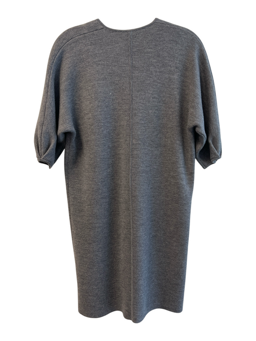 Ann Mashburn Size XS Gray Merino Wool V Neck Short Sleeve Knit Shirt Dress Dress Gray / XS