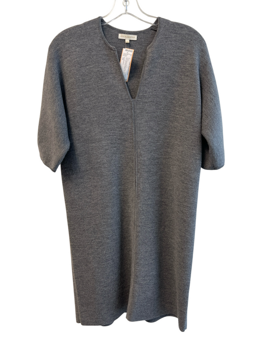 Ann Mashburn Size XS Gray Merino Wool V Neck Short Sleeve Knit Shirt Dress Dress Gray / XS