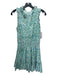 Anna Cate Size M Green, Blue, White Cotton V Neck Ruffle Trim Floral Dress Green, Blue, White / M