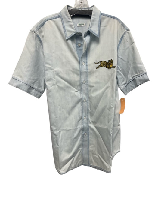 Kenzo Size S Light Wash Cotton Solid Button Up Button Down Men's Short Sleeve Light Wash / S