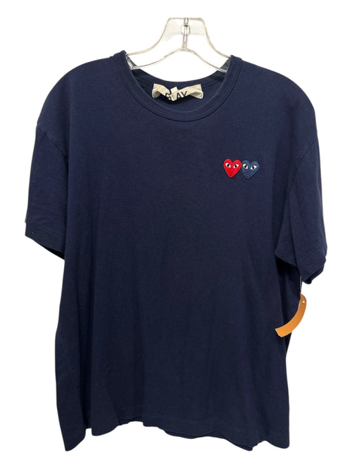 Comme De Garcon Size XL Blue Cotton Solid T Shirt Men's Short Sleeve Blue / XL