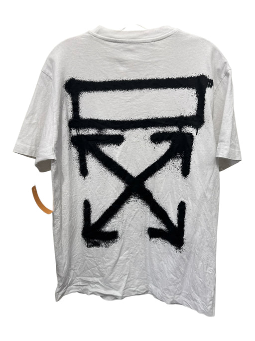 Off White AS IS Size L White & Black Cotton logo T shirt Crew Men's Short Sleeve White & Black / L