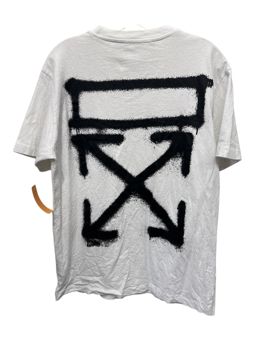 Off White AS IS Size L White & Black Cotton logo T shirt Crew Men's Short Sleeve White & Black / L
