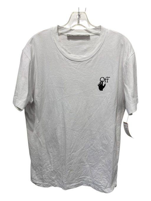 Off White AS IS Size L White & Black Cotton logo T shirt Crew Men's Short Sleeve White & Black / L
