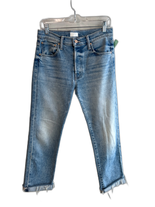 Mother Size 27 Light Wash Cotton High Rise Straight Leg 5 Pocket Cuffed Jeans Light Wash / 27