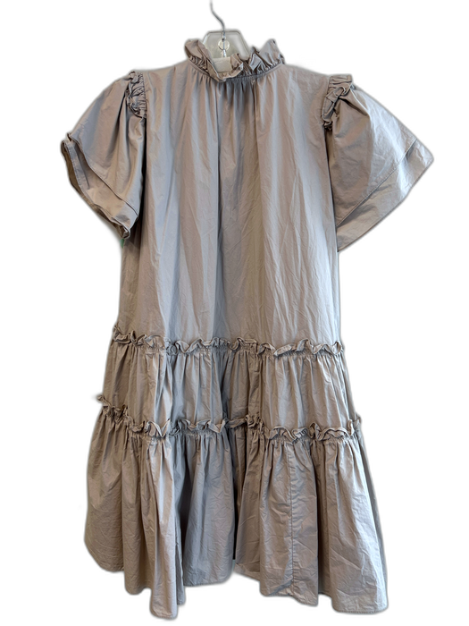 Hunter Bell Size S Brown Cotton V Neck Tie Neck Tiered Ruffle Dress Brown / S