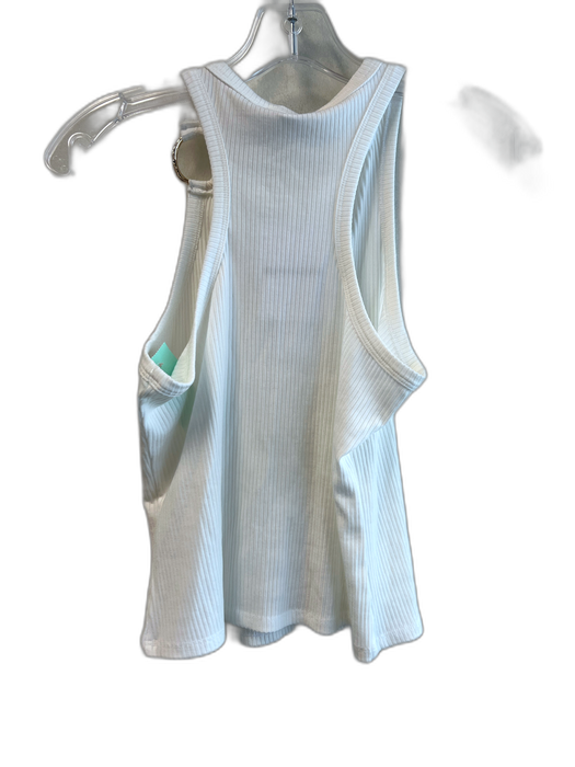 Reformation Size M Cream Tencel Rubber Ribbed Round Neck Sleeveless Top Cream / M