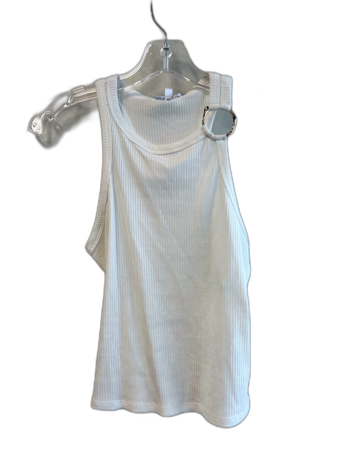 Reformation Size M Cream Tencel Rubber Ribbed Round Neck Sleeveless Top Cream / M