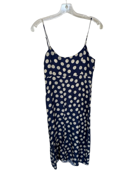 J Crew Collection Size 8 Navy & Tan Cupro Blend Spaghetti Strap Polka Dot Dress Navy & Tan / 8