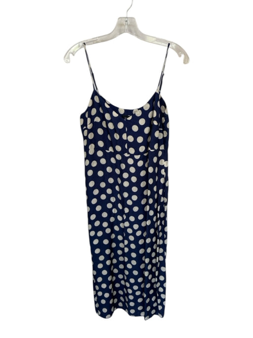 J Crew Collection Size 8 Navy & Tan Cupro Blend Spaghetti Strap Polka Dot Dress Navy & Tan / 8