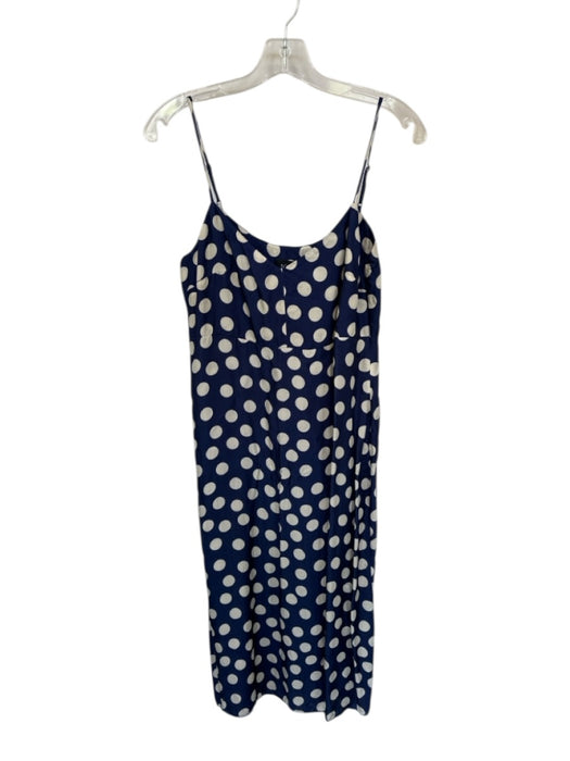 J Crew Collection Size 8 Navy & Tan Cupro Blend Spaghetti Strap Polka Dot Dress Navy & Tan / 8