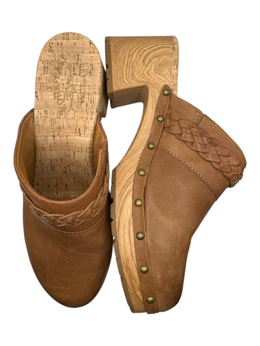 Kork-Ease Shoe Size 10M Brown Leather Faux Wood Block Heel Clogs Brown / 10M