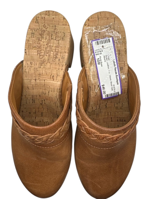 Kork-Ease Shoe Size 10M Brown Leather Faux Wood Block Heel Clogs Brown / 10M