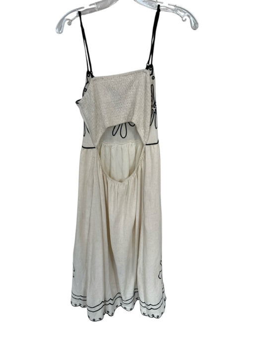 Illa Illa Size M Cream & Black Rayon Blend scallop trim Flower & Abstract Dress Cream & Black / M
