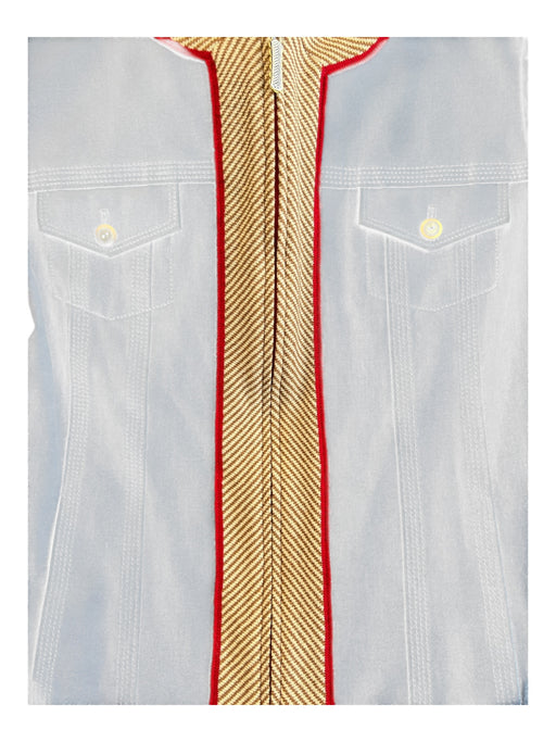 St John Sport Size S Blue Cotton Zip Front Round Neck Long Sleeve Jacket Blue / S