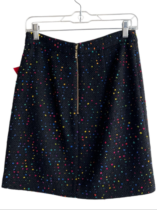 Kate Spade Size 4 Black & Multi Wool Blend Back Zip Dot Embroidery Pencil Skirt Black & Multi / 4