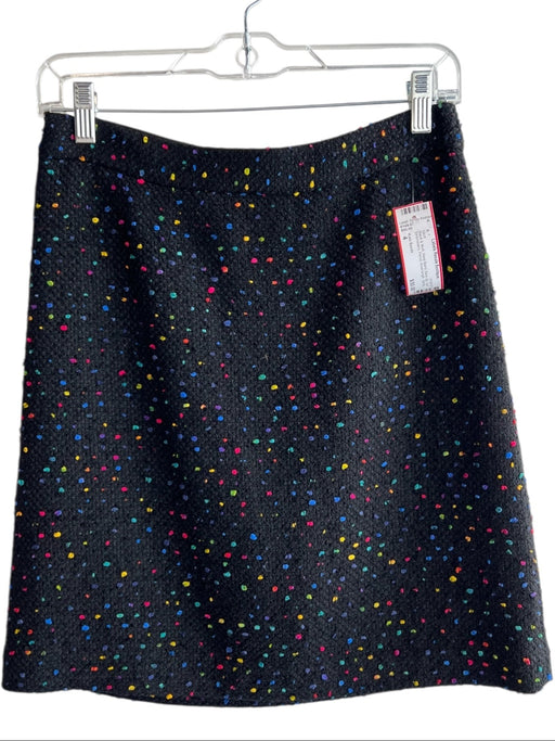 Kate Spade Size 4 Black & Multi Wool Blend Back Zip Dot Embroidery Pencil Skirt Black & Multi / 4